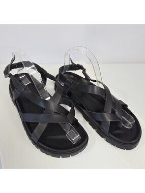 MIA Sandals Womens Size 8 Black Strappy Slingback Lug Sole Buckle Comfort Shoes